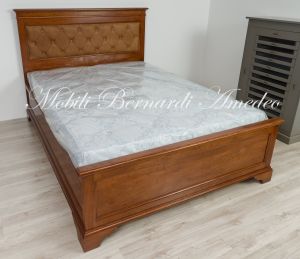 OC289 Letto Matrimoniale In Noce Queen Size Con Testiera Pelle 09